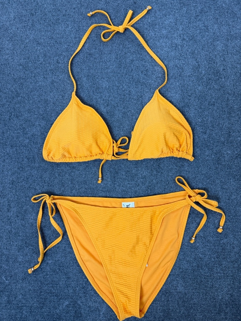 NWT Jessica Simpson Textured Triangle Halter Bikini Set in Orange Sz XXL (S1)